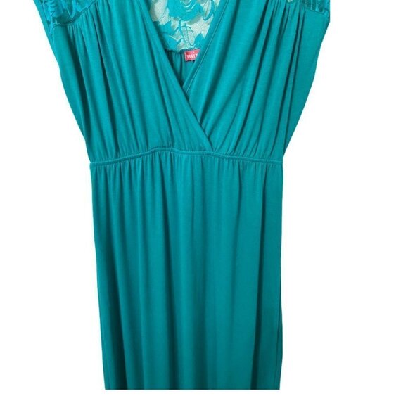 Mix & Co Buttery Soft Stretchy Lace Knit Maxi Teal Aqua Marine Dress Size Small - Picture 6 of 9